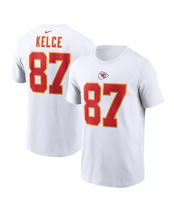 Мужская белая футболка Travis Kelce Kansas City Chiefs с именем и номером игрока Nike
Мужская белая футболка Travis Kelce Kansas City Chiefs с именем и номером игрока Nike