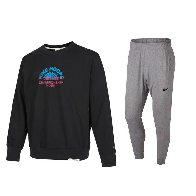Повседневный спортивный свитер с круглой горловиной Unisex Moderate Nike, clothing set (черный top+серый pants)
Повседневный спортивный свитер с круглой горловиной Unisex Moderate Nike, clothing set (черный top+серый pants)