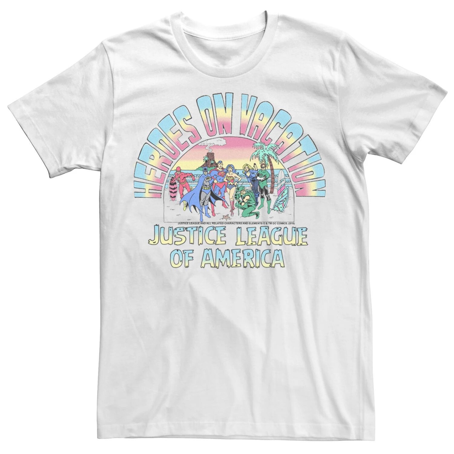 Мужская пляжная футболка с портретом DC Comics Heroes On Vacation Licensed Character
Мужская пляжная футболка с портретом DC Comics Heroes On Vacation Licensed Character