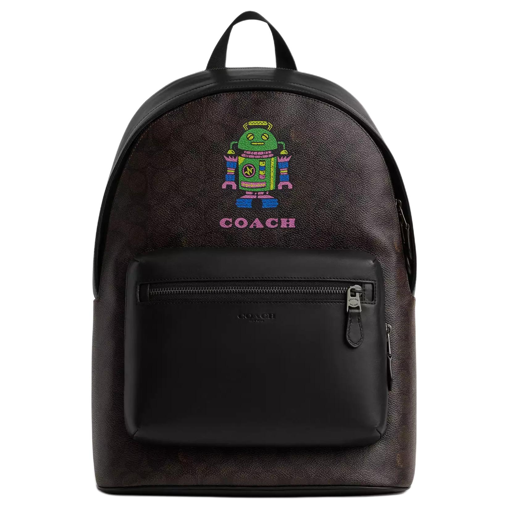 COACH Женский рюкзак из лакированного полотна большого размера 
COACH Женский рюкзак из лакированного полотна большого размера