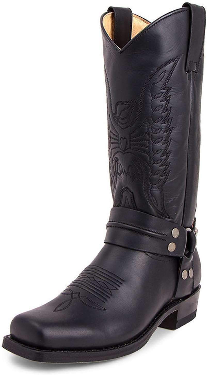 Мужские ковбойские ботинки с квадратным носком, высоким каблуком, вышивкой, прочные, для работы в западном стиле, стойкие к скольжению, средней высоты, на подтяжках Abborora, черный
Мужские ковбойские ботинки с квадратным носком, высоким каблуком, вышивкой, прочные, для работы в западном стиле, стойкие к скольжению, средней высоты, на подтяжках Abborora, черный