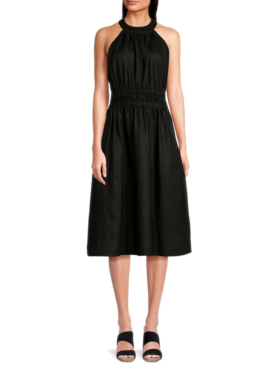 Платье миди из 100% льна с вырезом-жемчужиной Saks Fifth Avenue, черный
Платье миди из 100% льна с вырезом-жемчужиной Saks Fifth Avenue, черный