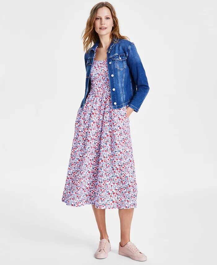 Женское хлопковое платье-миди с цветочным принтом и джинсовая куртка со сборками Tommy Hilfiger, белый
Женское хлопковое платье-миди с цветочным принтом и джинсовая куртка со сборками Tommy Hilfiger, белый