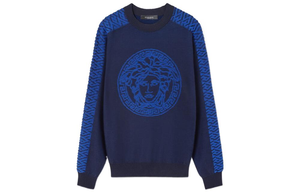 Свитер с принтом логотипа VERSACE, темно-синий
Свитер с принтом логотипа VERSACE, темно-синий