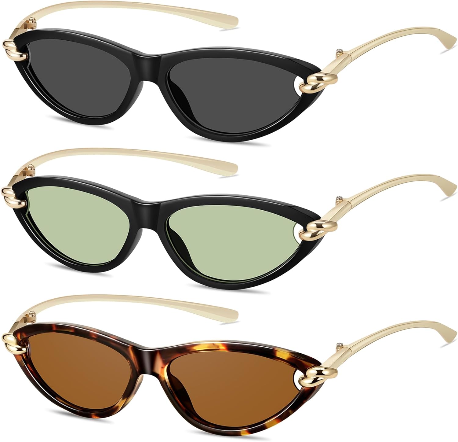 Ретро-солнцезащитные очки «кошачий глаз» овальной формы для женщин, в стиле Y2k, модные узкие линзы, металлические дужки, защита от УФ-излучения YMRFW, 3pack (Black/Gray+black/Light Green+tortoise/Tea)
Ретро-солнцезащитные очки «кошачий глаз» овальной формы для женщин, в стиле Y2k, модные узкие линзы, металлические дужки, защита от УФ-излучения YMRFW, 3pack (Black/Gray+black/Light Green+tortoise/Tea)