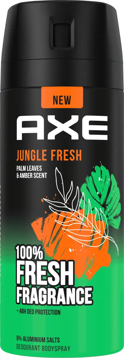 Спрей для тела Jungle Fresh Palm Leaves Аромат янтаря 150мл AXE
Спрей для тела Jungle Fresh Palm Leaves Аромат янтаря 150мл AXE