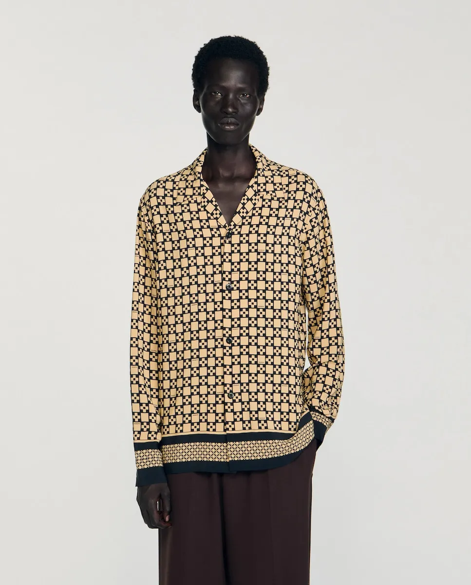 Мужская свободная рубашка с принтом Sandro, бежевый
Мужская свободная рубашка с принтом Sandro, бежевый