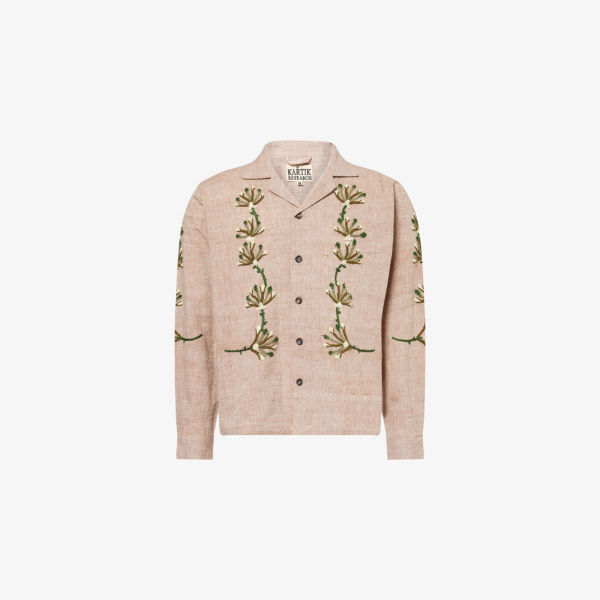 Рубашка Kartik Research с вышивкой и отложным воротником, коричневый
Рубашка Kartik Research с вышивкой и отложным воротником, коричневый