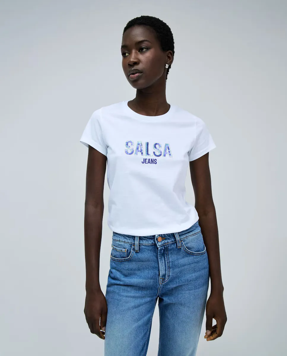 Женская футболка с короткими рукавами и логотипом из пайеток Salsa Jeans, синий
Женская футболка с короткими рукавами и логотипом из пайеток Salsa Jeans, синий