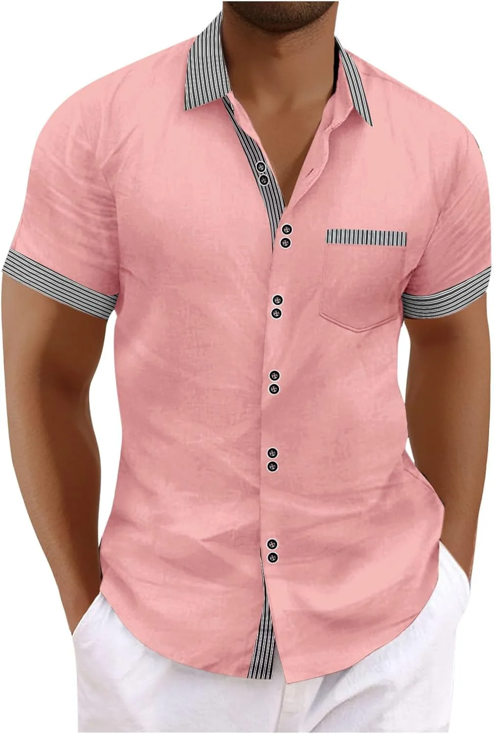 Мужская летняя рубашка Casual Linen с коротким рукавом и патчворком
Мужская летняя рубашка Casual Linen с коротким рукавом и патчворком