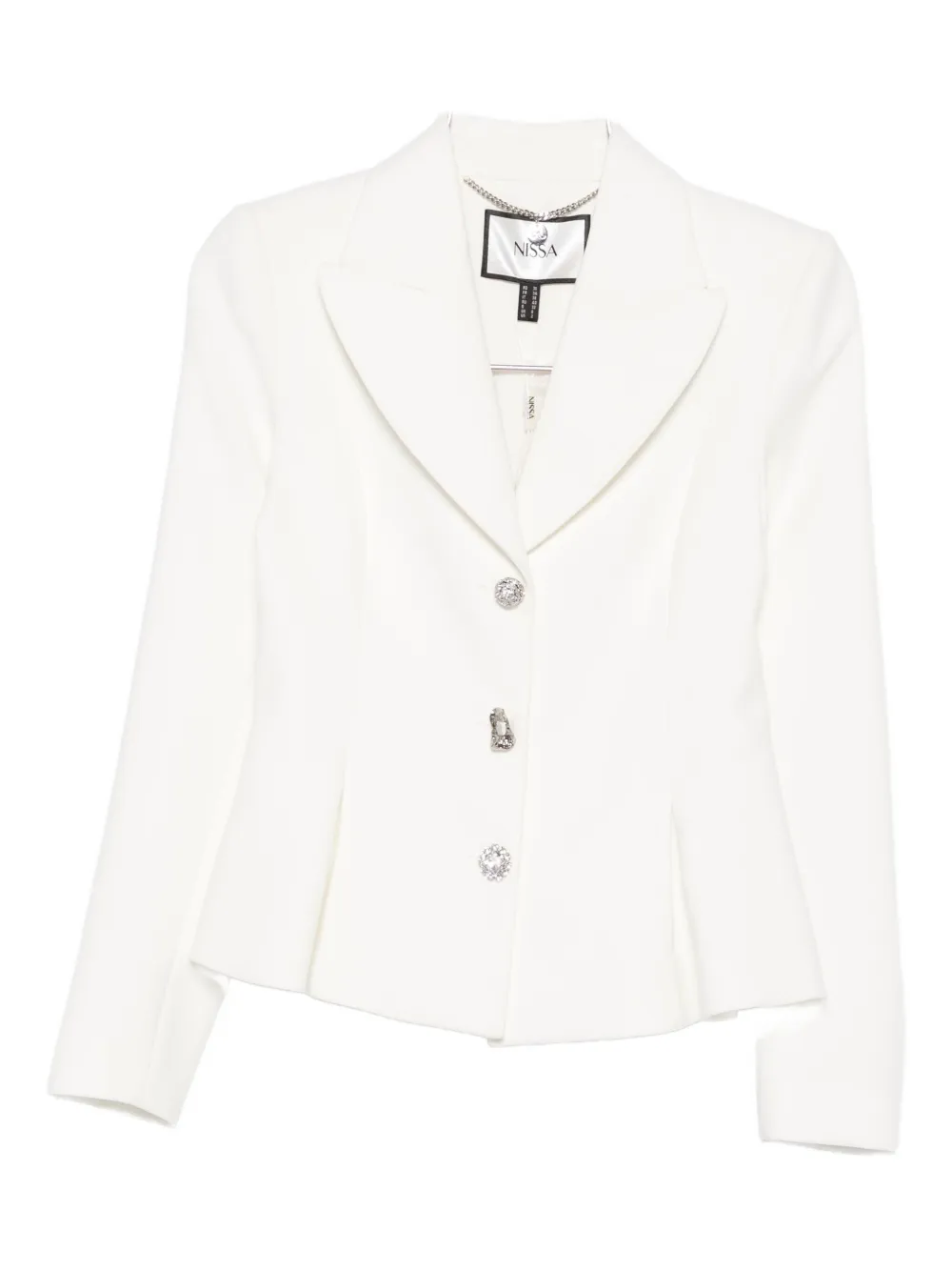 Однобортный пиджак с кристаллами NISSA, белый
Однобортный пиджак с кристаллами NISSA, белый