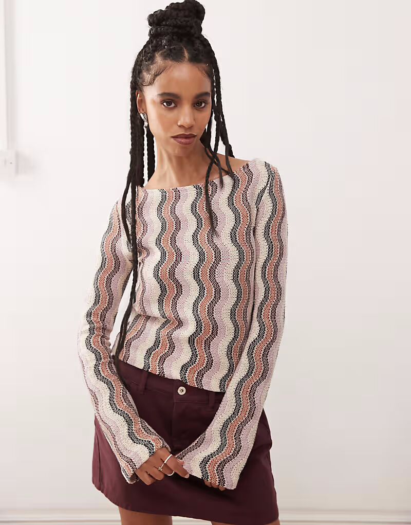 Топ Reclaimed Vintage с волнистыми рукавами-клеш, вязанный крючком, с косым вырезом в полоску
Топ Reclaimed Vintage с волнистыми рукавами-клеш, вязанный крючком, с косым вырезом в полоску