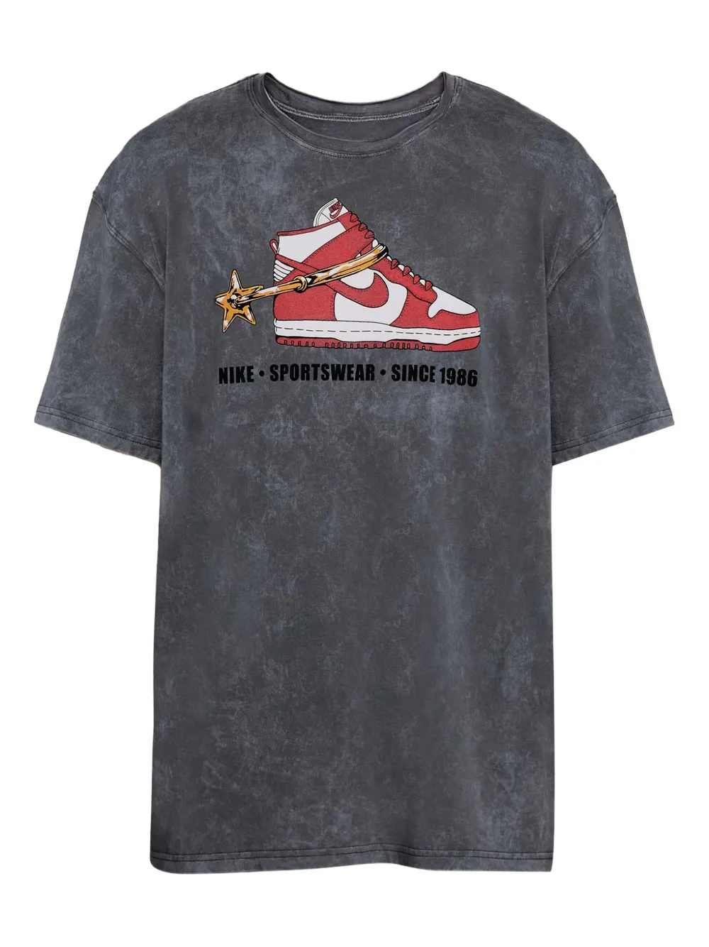 Футболка с принтом кроссовок и эффектом кислотной стирки Nike, серый
Футболка с принтом кроссовок и эффектом кислотной стирки Nike, серый