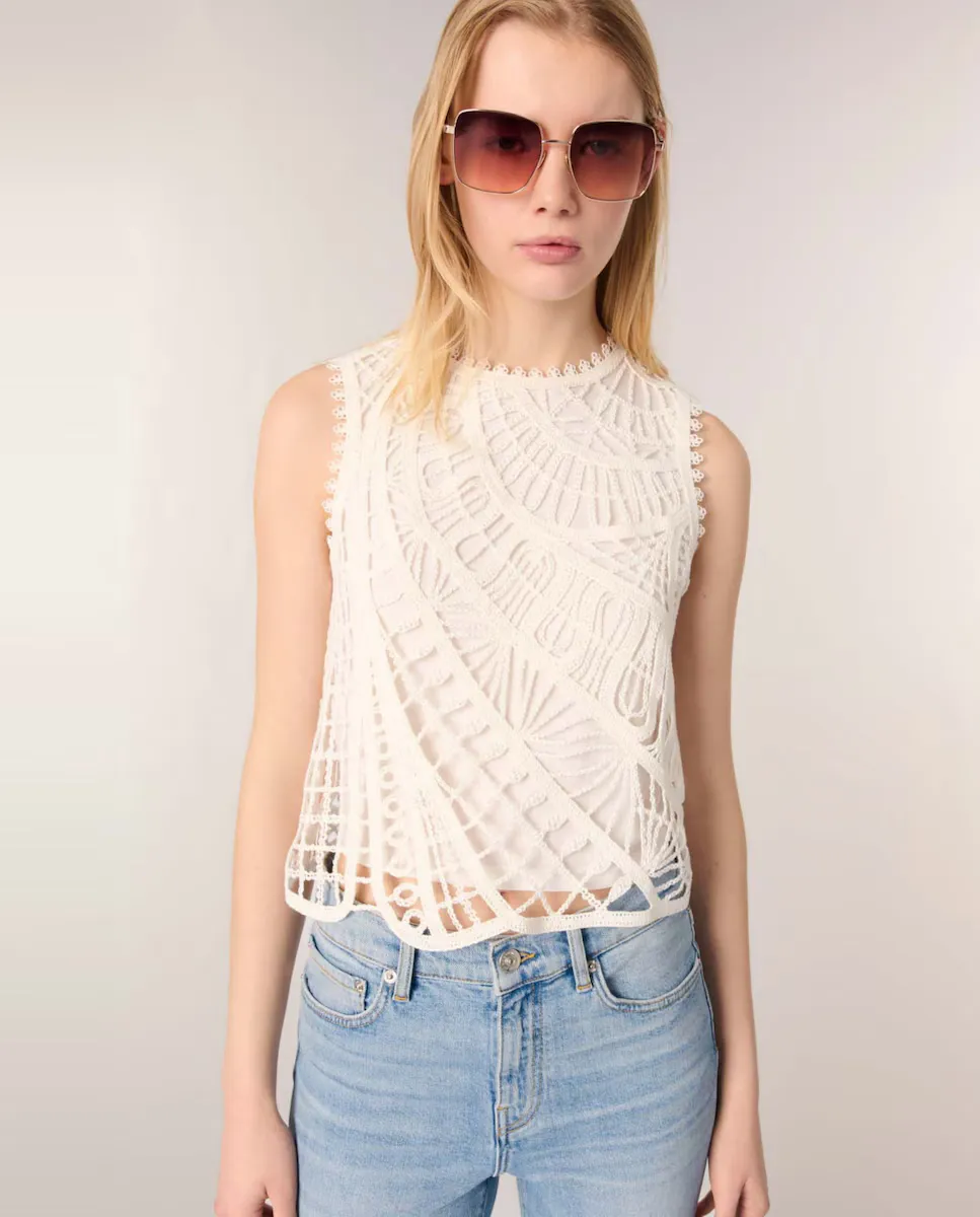 Женский топ без рукавов крючком Maje, белый
Женский топ без рукавов крючком Maje, белый