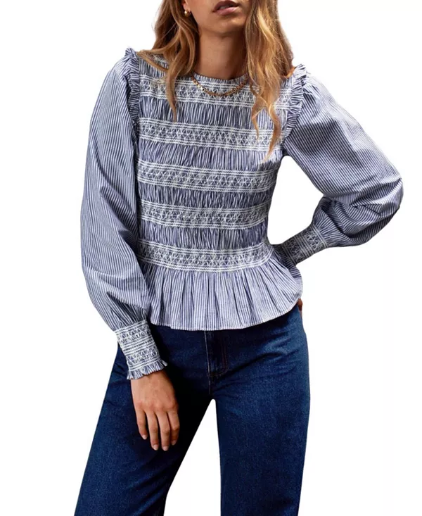 Полосатая присборенная блузка Ro&Zo, синий
Полосатая присборенная блузка Ro&Zo, синий