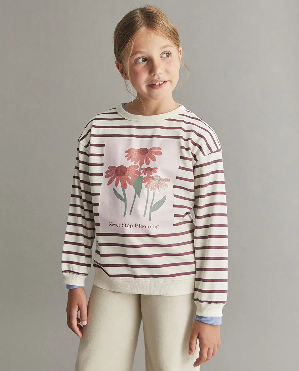 Свитшот в полоску с цветами Sfera, цвет Crudo
Свитшот в полоску с цветами Sfera, цвет Crudo