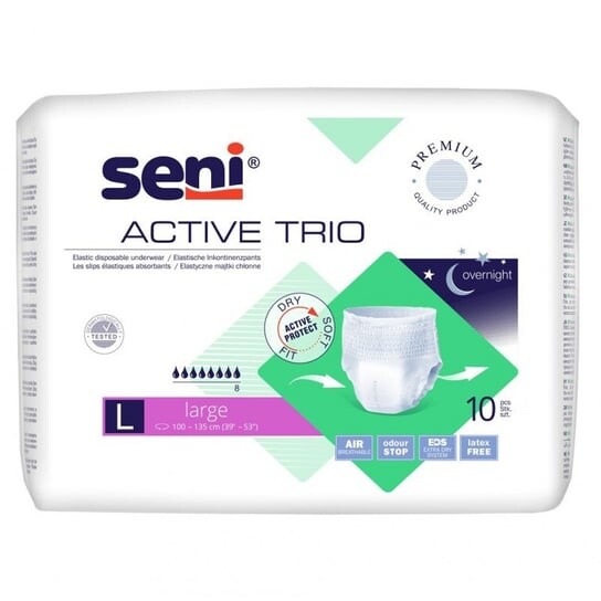 Впитывающие трусы Seni Active Trio, которые можно носить как нижнее белье, размер L, 10 шт. Seni
Впитывающие трусы Seni Active Trio, которые можно носить как нижнее белье, размер L, 10 шт. Seni
