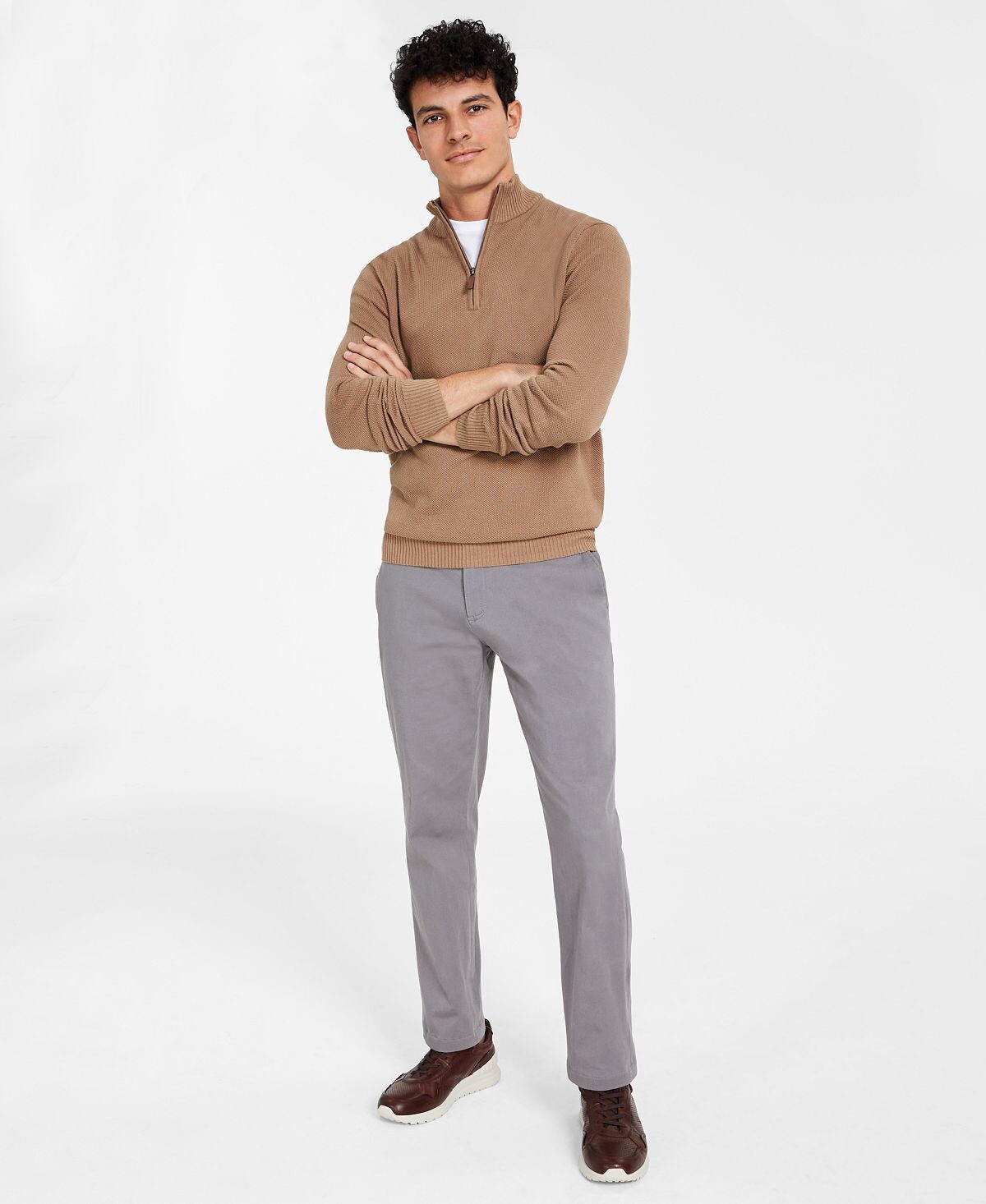 Мужской текстурированный хлопковый свитер с молнией в четверть, однотонная футболка с карманами и эластичные брюки Club Room
Мужской текстурированный хлопковый свитер с молнией в четверть, однотонная футболка с карманами и эластичные брюки Club Room