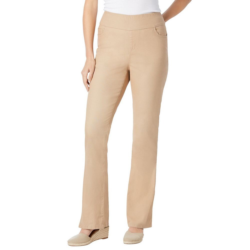 Женщина в женских джинсах Bootcut с гибким кроем больших размеров без застежки Woman Within, цвет New Khaki 
Женщина в женских джинсах Bootcut с гибким кроем больших размеров без застежки Woman Within, цвет New Khaki