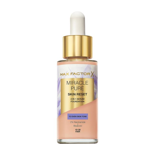 Miracle Pure Skin Reset 2 в 1 тональная основа с сывороткой Max Factor, цвет 10-30 fair, 30 мл
Miracle Pure Skin Reset 2 в 1 тональная основа с сывороткой Max Factor, цвет 10-30 fair, 30 мл