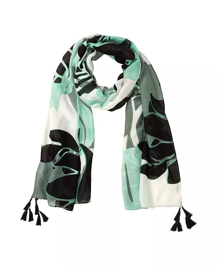 Шарф с кистями и абстрактным лиственным принтом Olsen, зеленый
Шарф с кистями и абстрактным лиственным принтом Olsen, зеленый