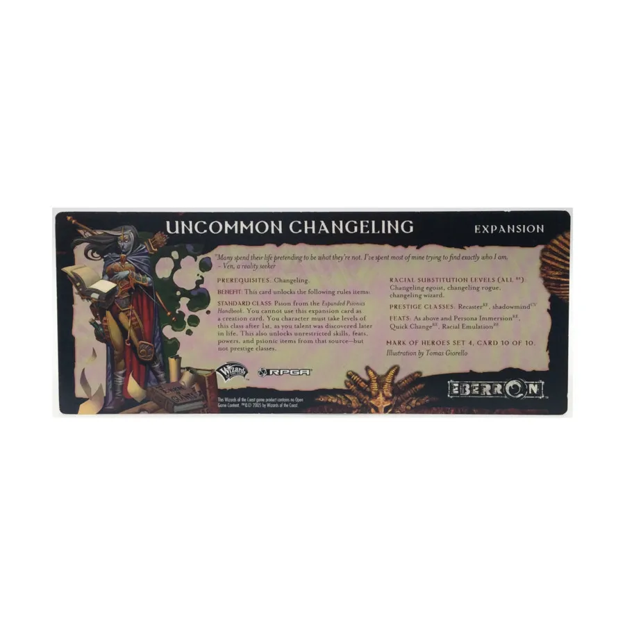 Набор 4 для ролевой игры «Знак героев» — карта 10 из 10, необычный подменыш, Eberron (d20)
Набор 4 для ролевой игры «Знак героев» — карта 10 из 10, необычный подменыш, Eberron (d20)