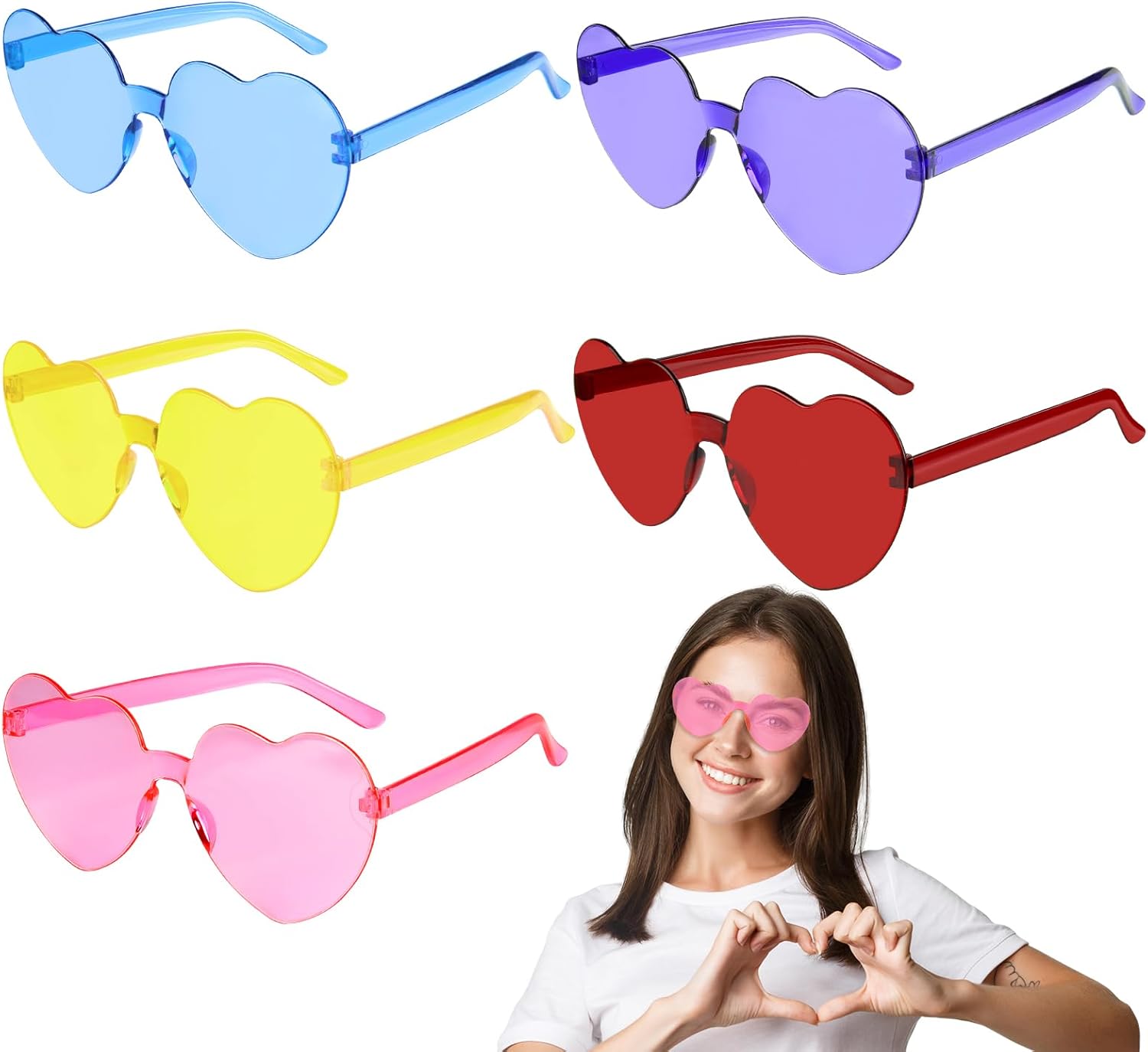 Солнцезащитные очки PLULON в форме сердца для женщин, 5/12/25 шт., очки в форме сердца, без оправы, конфетные цвета, забавные очки для вечеринки ко Дню святого Валентина, Multicolor
Солнцезащитные очки PLULON в форме сердца для женщин, 5/12/25 шт., очки в форме сердца, без оправы, конфетные цвета, забавные очки для вечеринки ко Дню святого Валентина, Multicolor