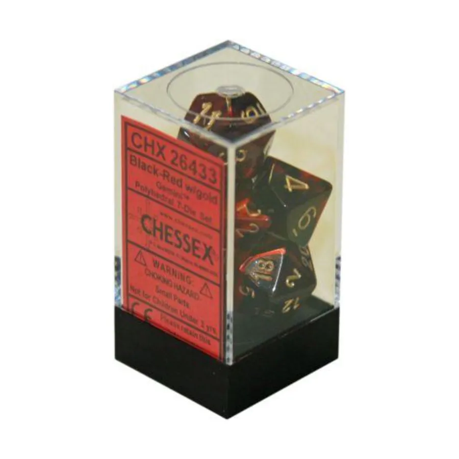 Полиэфирный комплект черный и красный с золотом (7), Dice - Gemini - Poly Sets (Chessex)
Полиэфирный комплект черный и красный с золотом (7), Dice - Gemini - Poly Sets (Chessex)