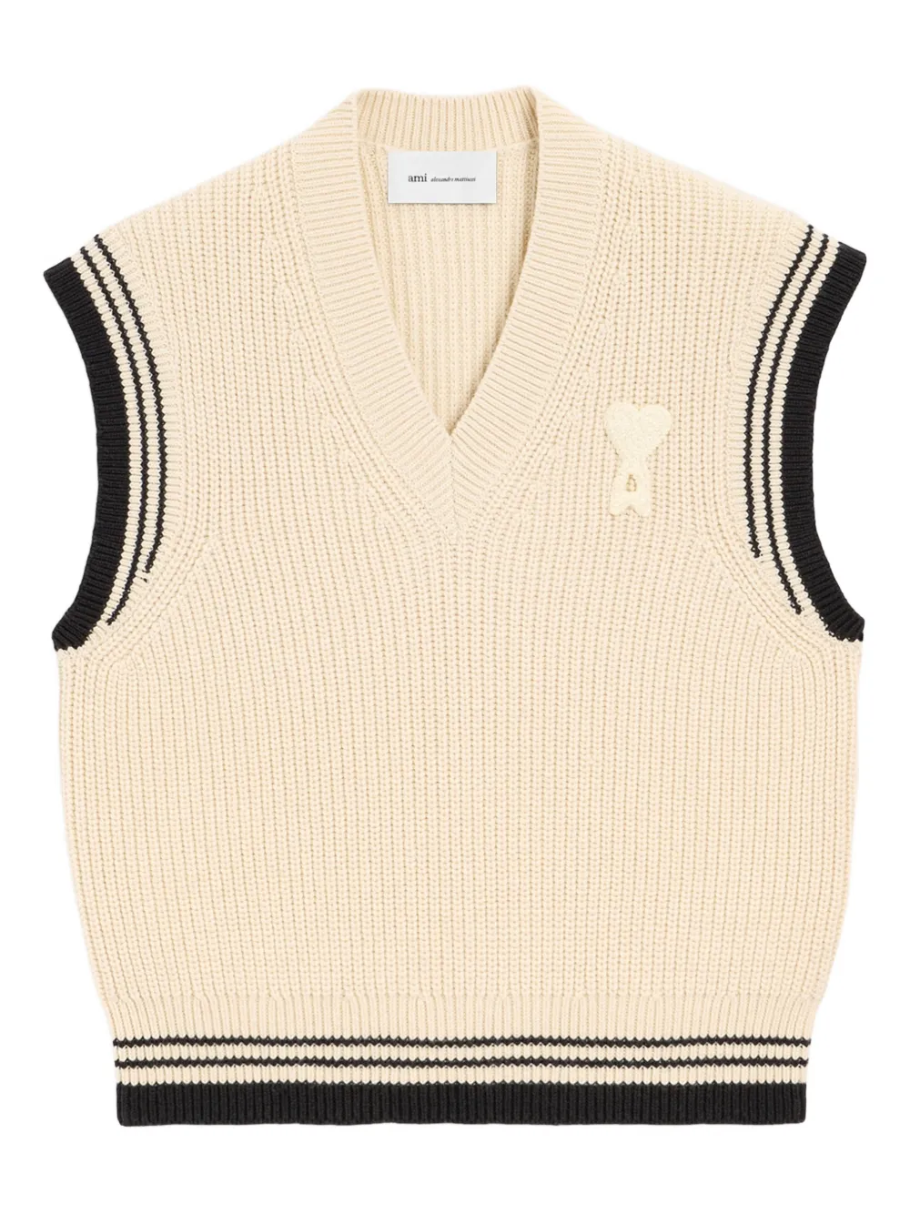 Топ в рубчик с v-образным вырезом AMI Paris, бежевый
Топ в рубчик с v-образным вырезом AMI Paris, бежевый