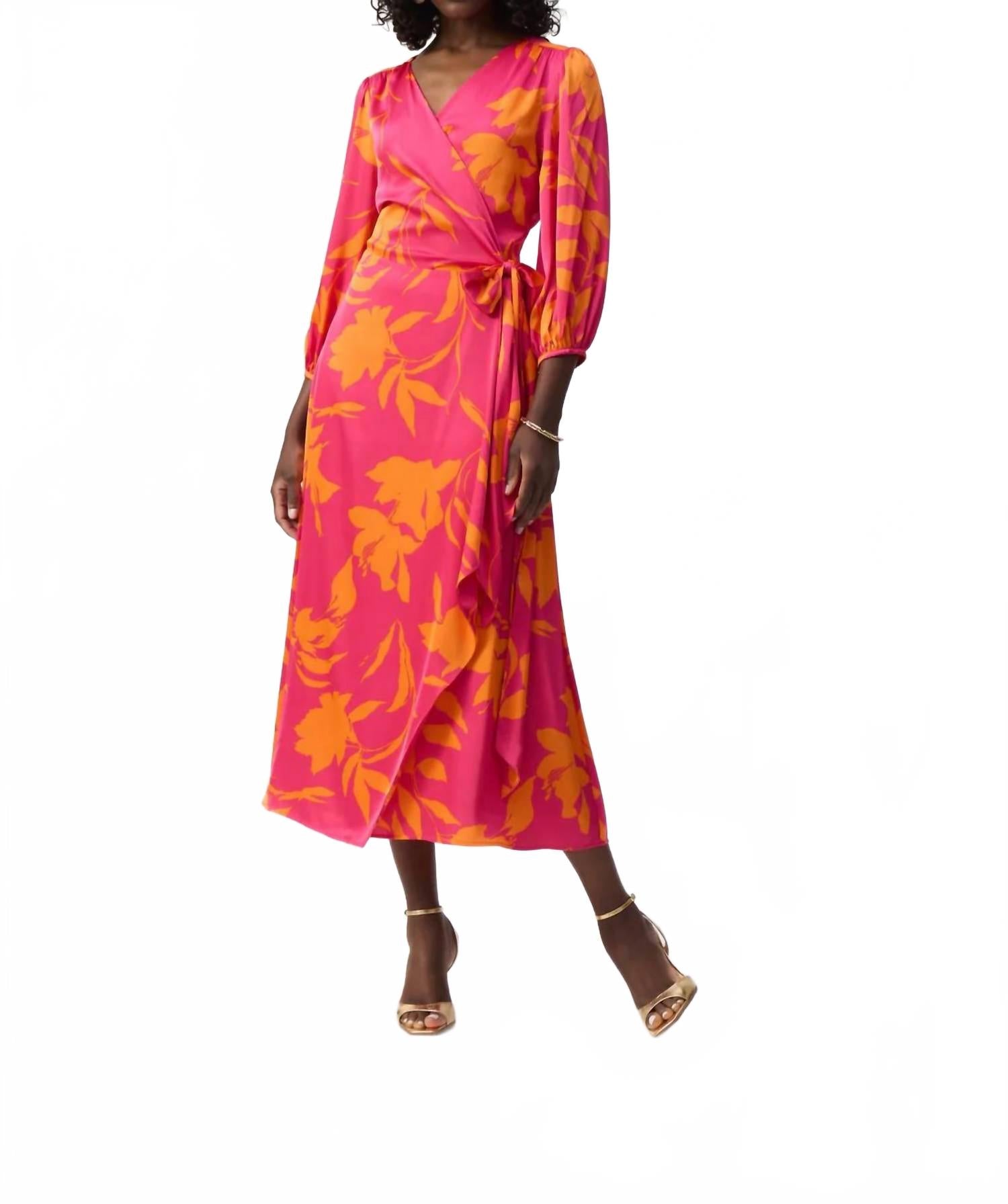 Фланелевое платье-раскладушка с поясом и 3/4 рукава в розово-оранжевом цвете Joseph Ribkoff
Фланелевое платье-раскладушка с поясом и 3/4 рукава в розово-оранжевом цвете Joseph Ribkoff