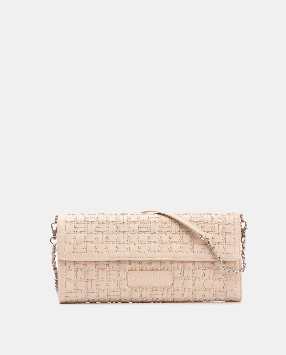 Женская плетеная кожаная сумка через плечо цвета экрю Farrutx, бежевый 
Женская плетеная кожаная сумка через плечо цвета экрю Farrutx, бежевый