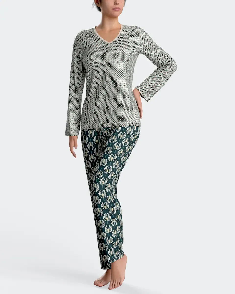 Длинная женская пижама из модала с принтом Impetus, зеленый 
Длинная женская пижама из модала с принтом Impetus, зеленый