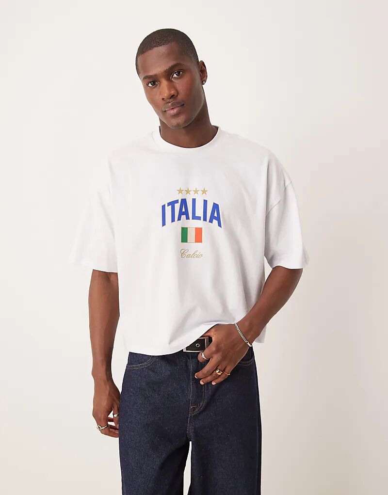 Укороченная футболка ASOS DESIGN свободного кроя белого цвета с принтом Италии
Укороченная футболка ASOS DESIGN свободного кроя белого цвета с принтом Италии