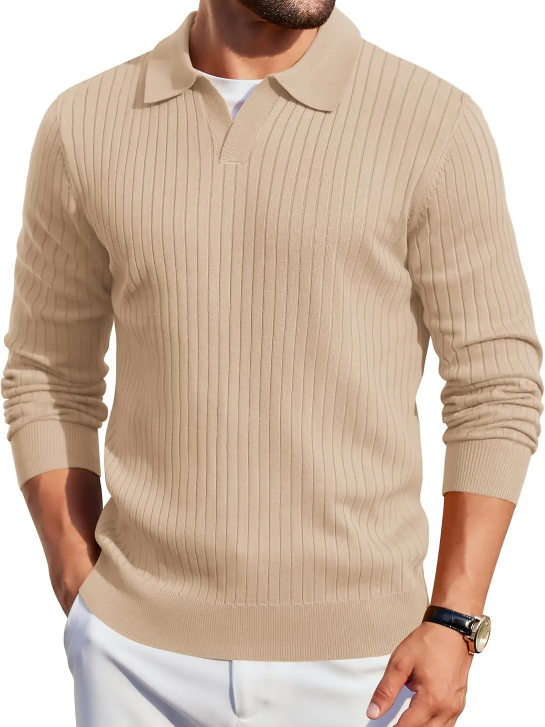 COOFANDY мужской вязаный поло с длинным рукавом и V-образным вырезом
COOFANDY мужской вязаный поло с длинным рукавом и V-образным вырезом