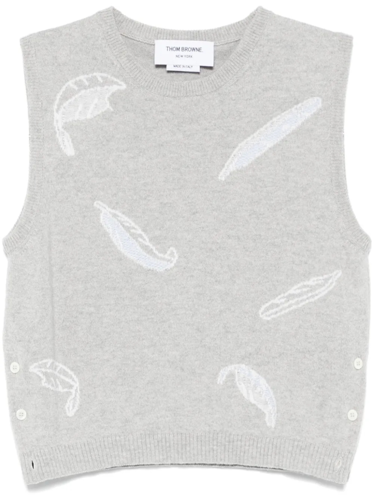 Thom Browne кашемировый топ с перьями, серый
Thom Browne кашемировый топ с перьями, серый