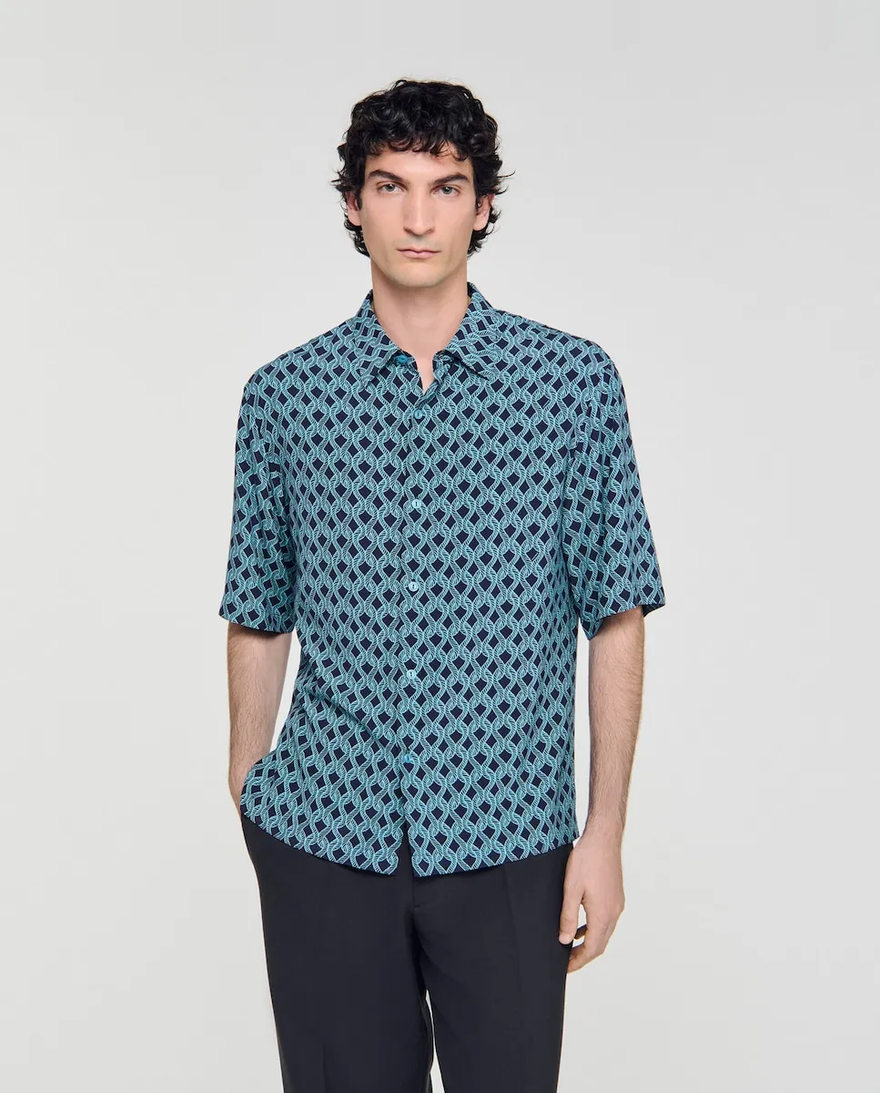 Мужская рубашка с принтом в виде веревки Sandro, темно-синий
Мужская рубашка с принтом в виде веревки Sandro, темно-синий