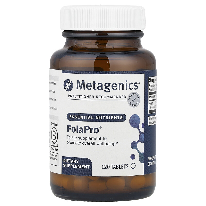 Metagenics, FolaPro, 1330 мкг, 120 таблеток
Metagenics, FolaPro, 1330 мкг, 120 таблеток