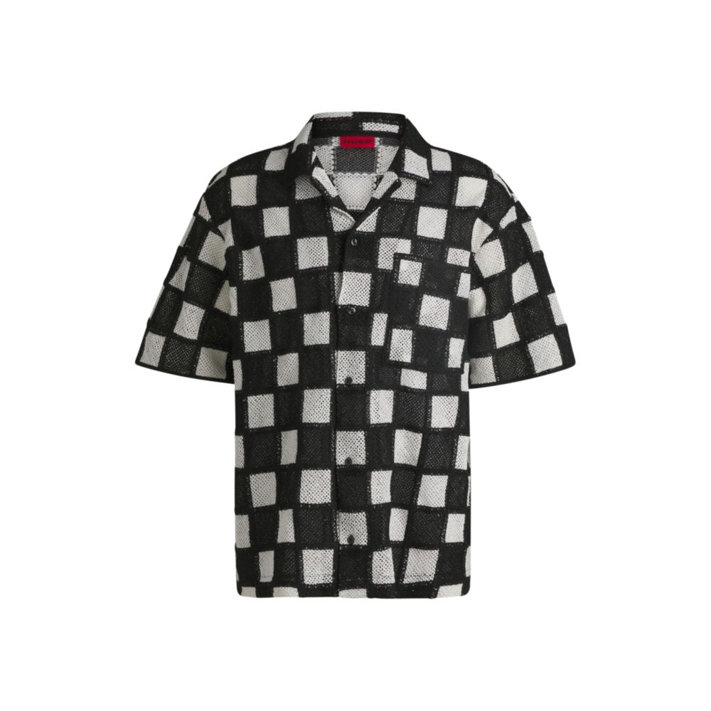 Рубашка свободного кроя с узором «клеточка» HUGO, черный 
Рубашка свободного кроя с узором «клеточка» HUGO, черный