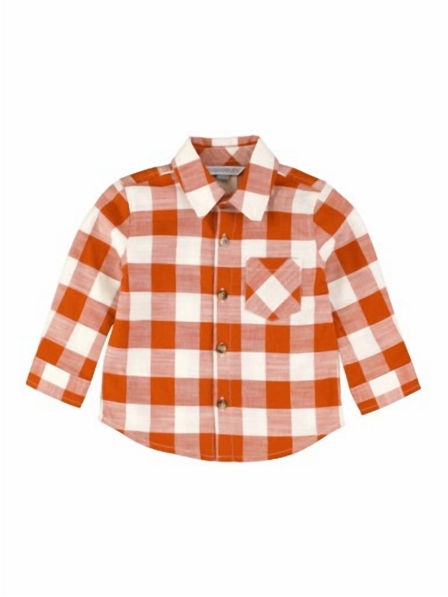 Рубашка для мальчиков с длинным рукавом и пуговицами в клетку Rust Plaid RuffleButts
Рубашка для мальчиков с длинным рукавом и пуговицами в клетку Rust Plaid RuffleButts