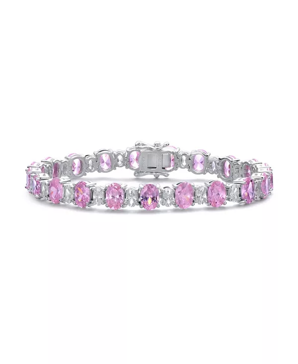 Теннисный браслет из стерлингового серебра с покрытием из белого золота и овальными кубическими цирконами. Genevive, pink
Теннисный браслет из стерлингового серебра с покрытием из белого золота и овальными кубическими цирконами. Genevive, pink
