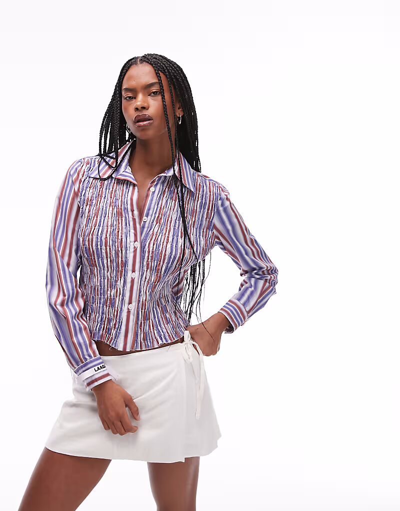 LAAGAM полосатая рубашка со сборками в фиолетовую полоску
LAAGAM полосатая рубашка со сборками в фиолетовую полоску