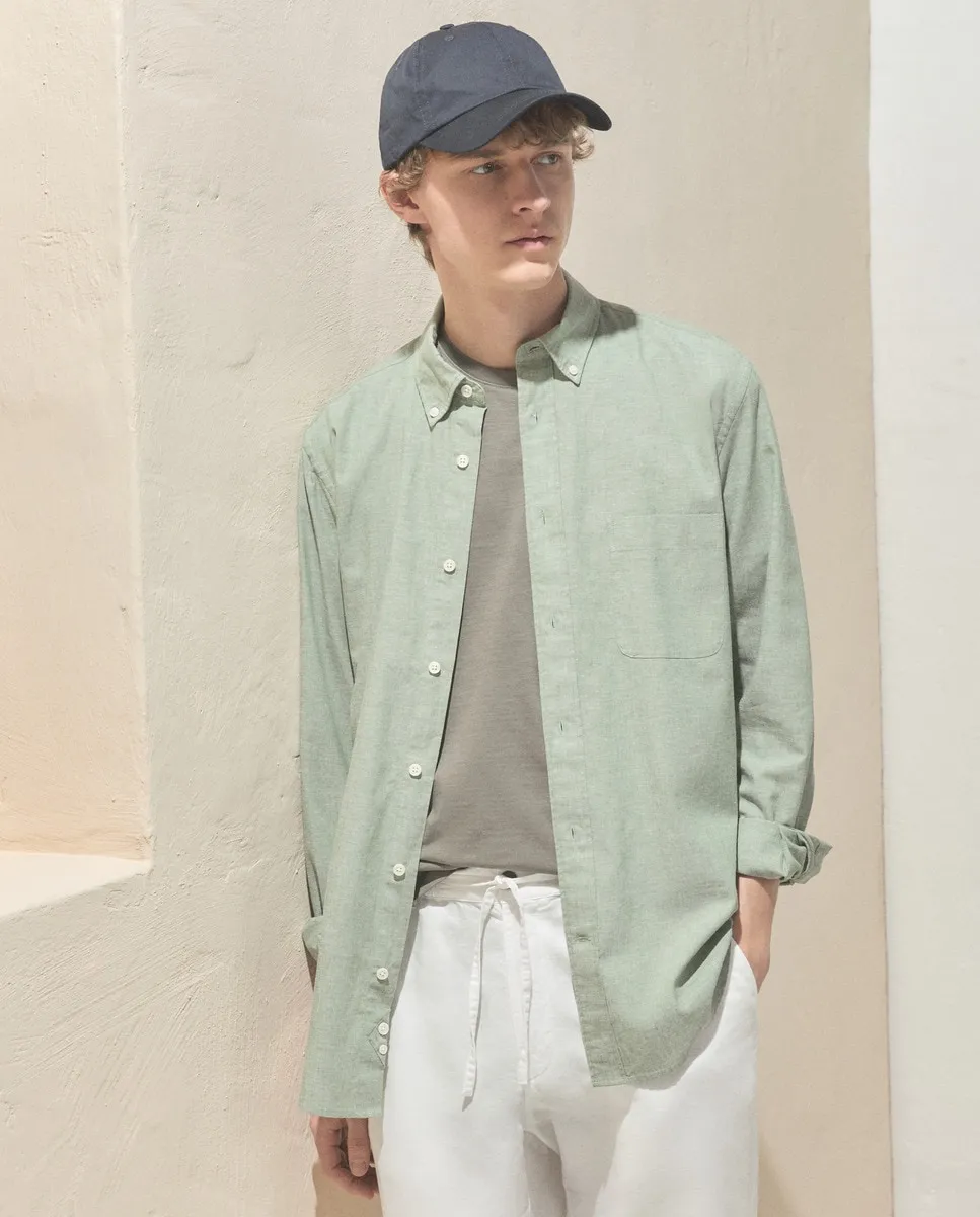 Мужская однотонная рубашка из хлопка и льна Dustin, зеленый
Мужская однотонная рубашка из хлопка и льна Dustin, зеленый