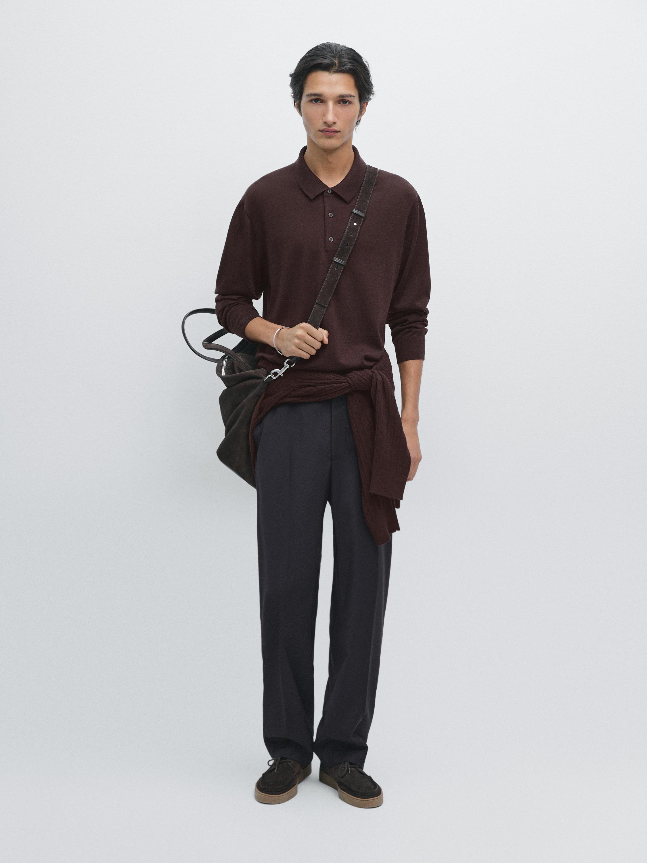 Вязаный джемпер-поло из 100% мериносовой шерсти Massimo Dutti, бордовый
Вязаный джемпер-поло из 100% мериносовой шерсти Massimo Dutti, бордовый