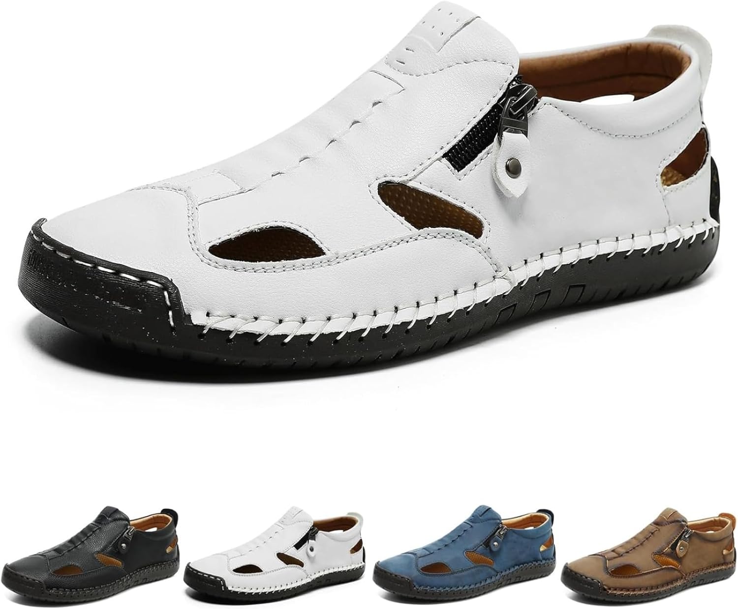 Мужские закрытые кожаные сандалии-рыбаки, противоскользящие для походов на открытом воздухе, удобные мокасины, летние с боковой молнией для вождения и прогулок Noworfewer, белый
Мужские закрытые кожаные сандалии-рыбаки, противоскользящие для походов на открытом воздухе, удобные мокасины, летние с боковой молнией для вождения и прогулок Noworfewer, белый