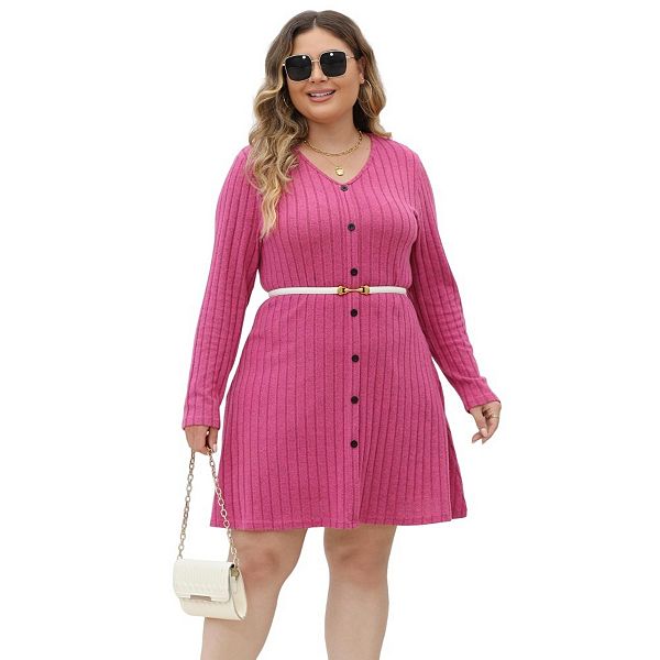 Женское платье-свитер с длинным рукавом и V-образным вырезом, свободного кроя, с поясом Seoria, Rose Red
Женское платье-свитер с длинным рукавом и V-образным вырезом, свободного кроя, с поясом Seoria, Rose Red