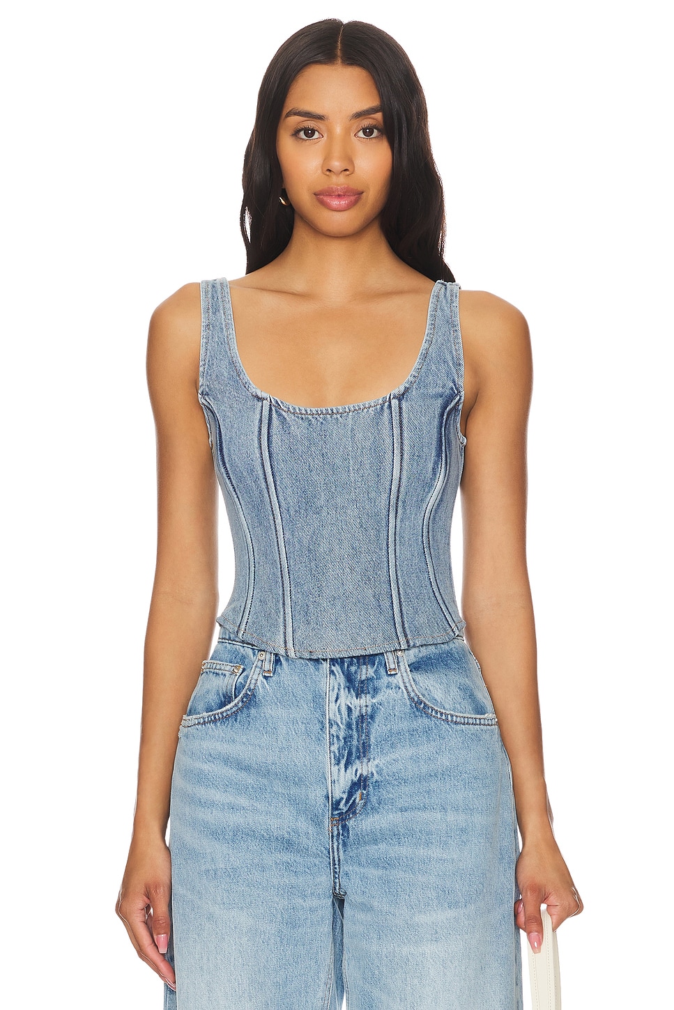 Корсетный топ из денима с круглым вырезом Weworewhat, синий
Корсетный топ из денима с круглым вырезом Weworewhat, синий