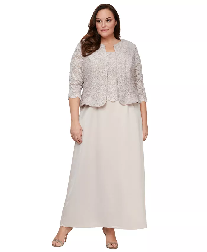 Платье с кружевом и жакетом больших размеров Alex Evenings, коричневый/бежевый
Платье с кружевом и жакетом больших размеров Alex Evenings, коричневый/бежевый