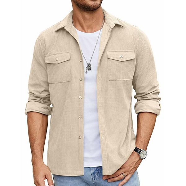 Мужская рубашка-жакет на пуговицах с вафельной текстурой Coofandy, Light Khaki
Мужская рубашка-жакет на пуговицах с вафельной текстурой Coofandy, Light Khaki