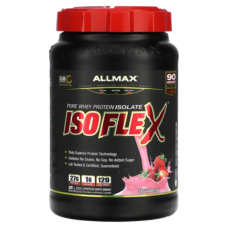 ALLMAX, Isoflex, чистый изолят сывороточного протеина, клубника, 907 г (2 фунта)
ALLMAX, Isoflex, чистый изолят сывороточного протеина, клубника, 907 г (2 фунта)