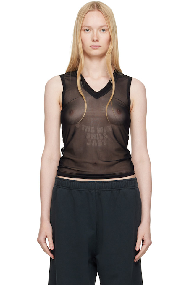 Эластичный джерси сетчатый топ Mm6 Maison Margiela, черный 
Эластичный джерси сетчатый топ Mm6 Maison Margiela, черный